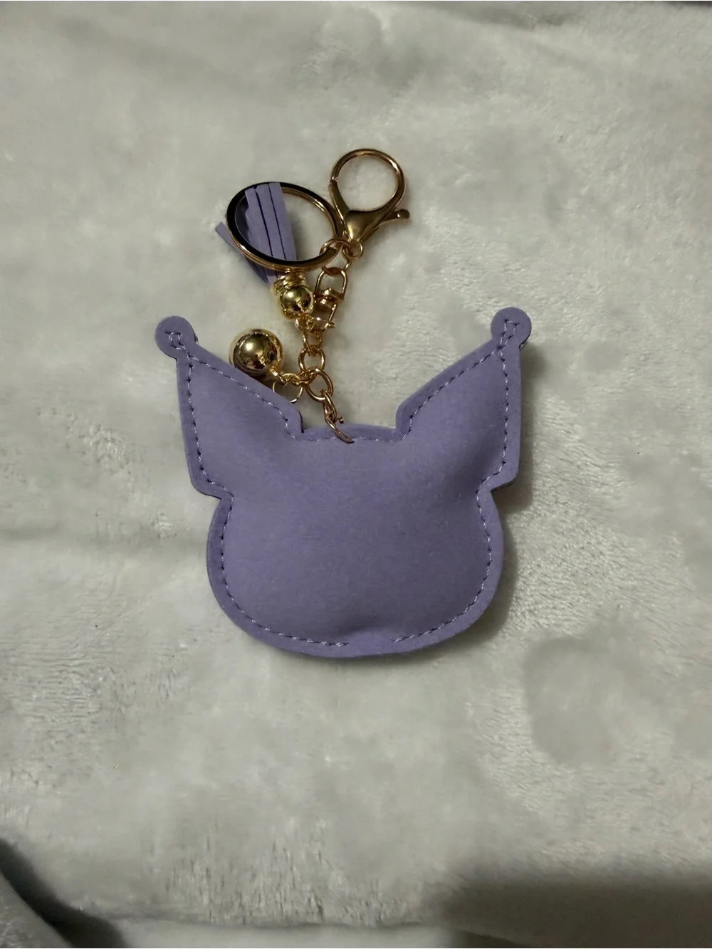 Purple Rhinestone Character Key & Purse Charm with Tassel